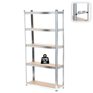REGAŁ 5-POZIOMOWY 180 x 90 x 40 CM UDŹWIG PÓŁKI: 175 KG *0878