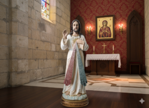 FIGURA JEZUS MIŁOSIERNY 99 CM SZKLANE OCZY *4534