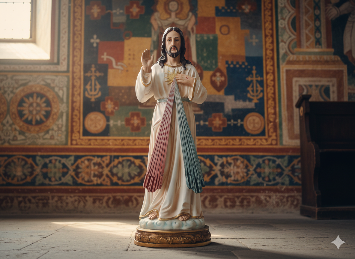 FIGURA JEZUS MIŁOSIERNY 99 CM SZKLANE OCZY *4534 - obrazek 3
