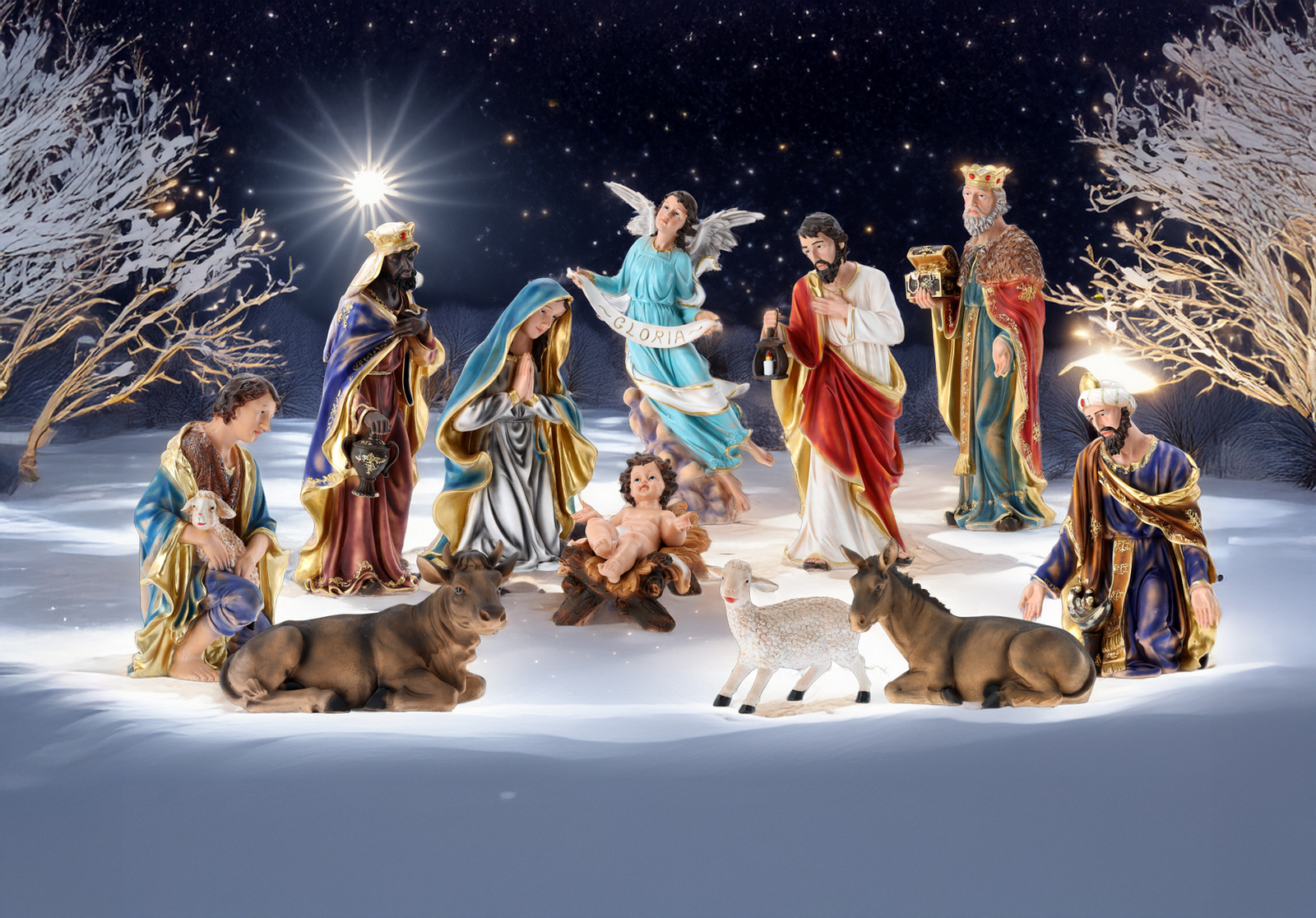 ZESTAW FIGUR BOŻONARODZ. 11 EL. do 90 CM polyresin *0497