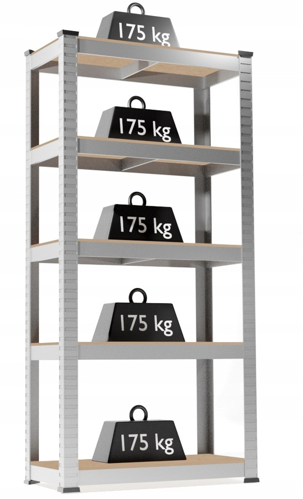 DWA REGAŁY 5-POZIOMOWE 90x30x180 CM UDŹWIG PÓŁKI:175 KG - obrazek 3