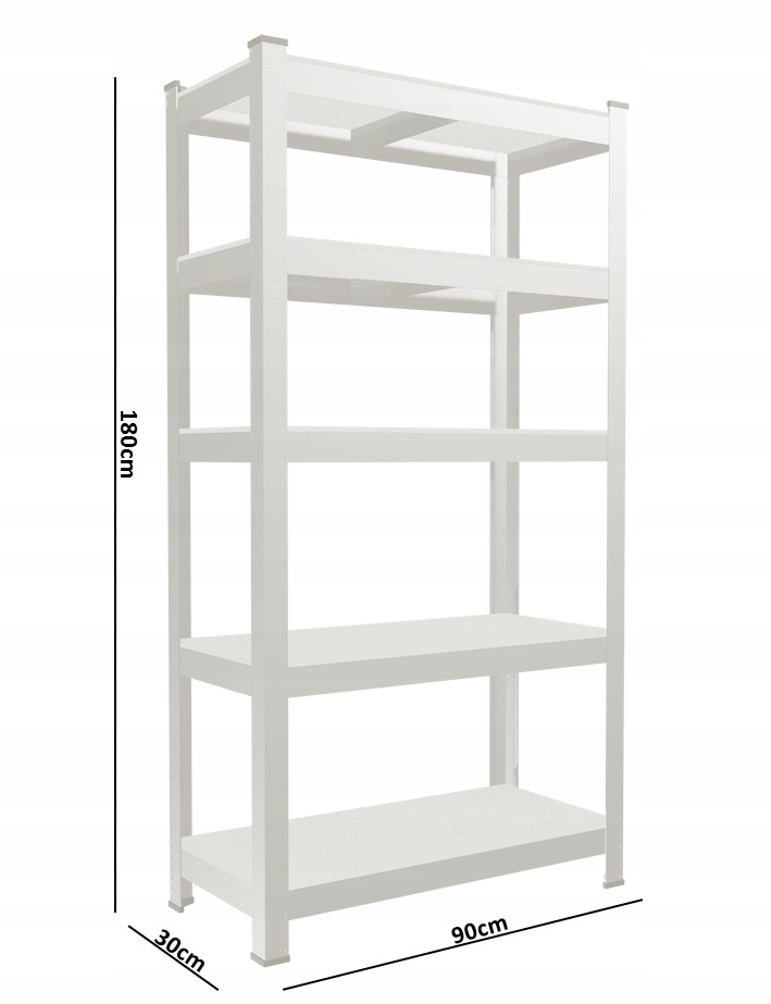 DWA REGAŁY 5-POZIOMOWE 90x30x180 CM UDŹWIG PÓŁKI:175 KG - obrazek 2
