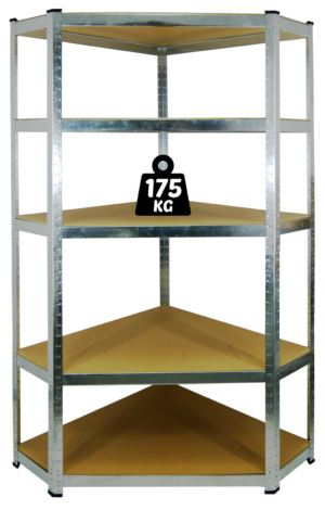 REGAŁ NAROŻNY 5 POZIOMOWY 180 x 90 x 30 CM UDŹWIG PÓŁKI: 175 KG *0892
