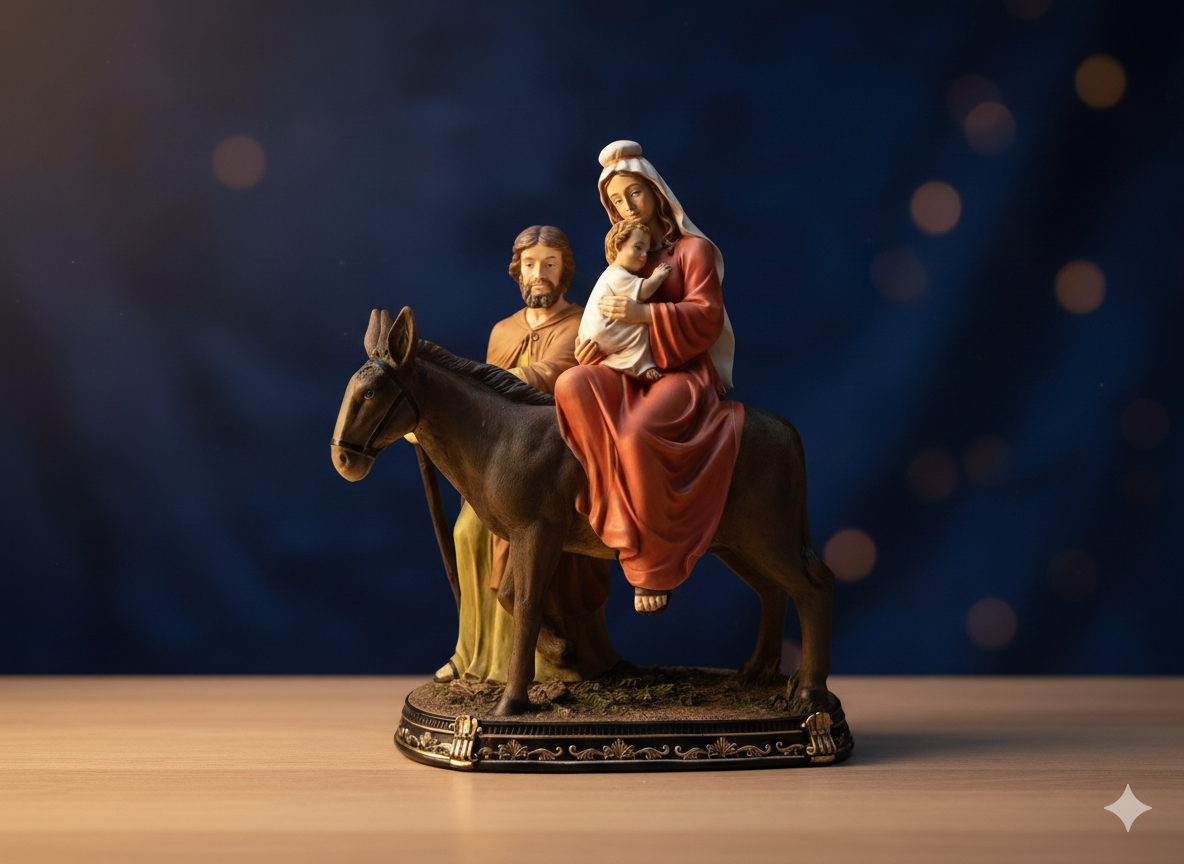FIGURA BOŻONARODZENIOWA - ŚWIĘTA RODZINA NA OSIOŁKU 117 x 61 x 150 CM *3346 - obrazek 4