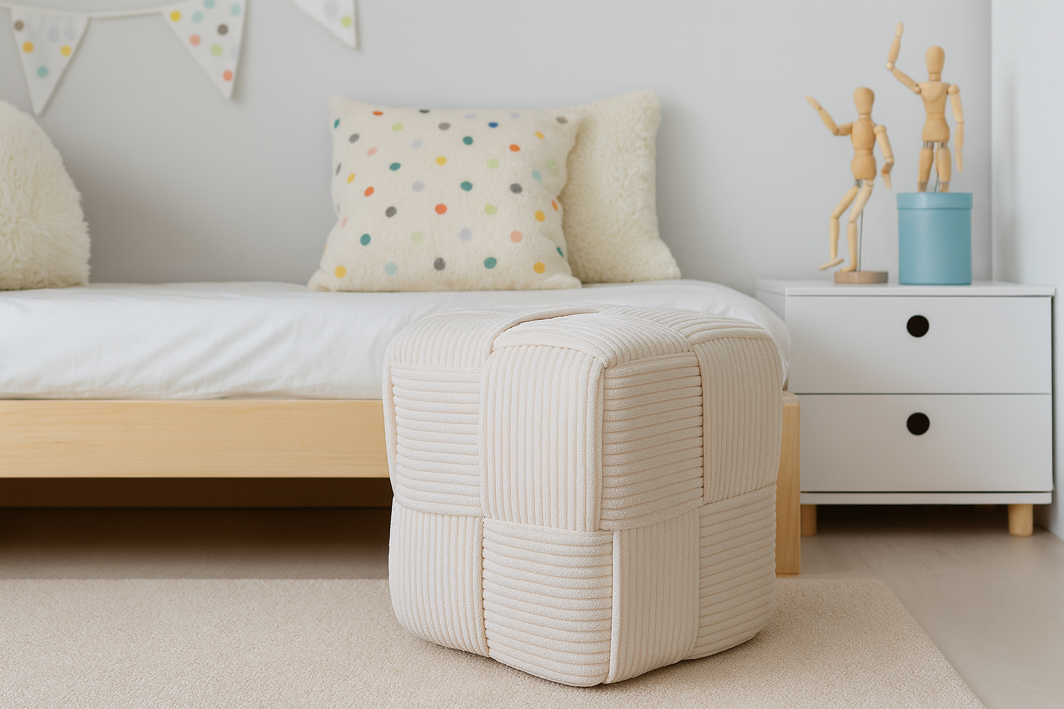 PUFA KOSTKA PLECIONA 40 X 40 X 40 CM BIAŁA *3852 - obrazek 3