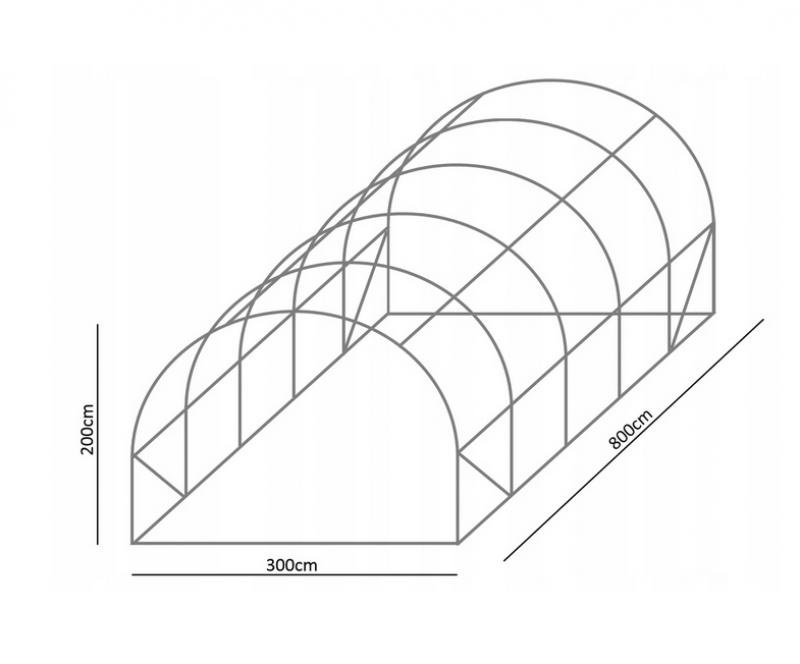STELAŻ TUNELU OGRODOWEGO 5 SEGMENTOWEGO 8 x 3m - obrazek 3