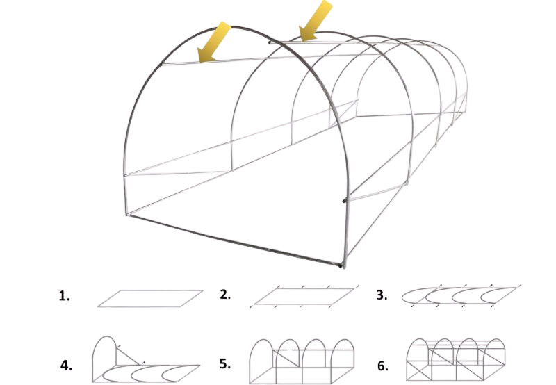 STELAŻ TUNELU OGRODOWEGO 5 SEGMENTOWEGO 8 x 3m - obrazek 2