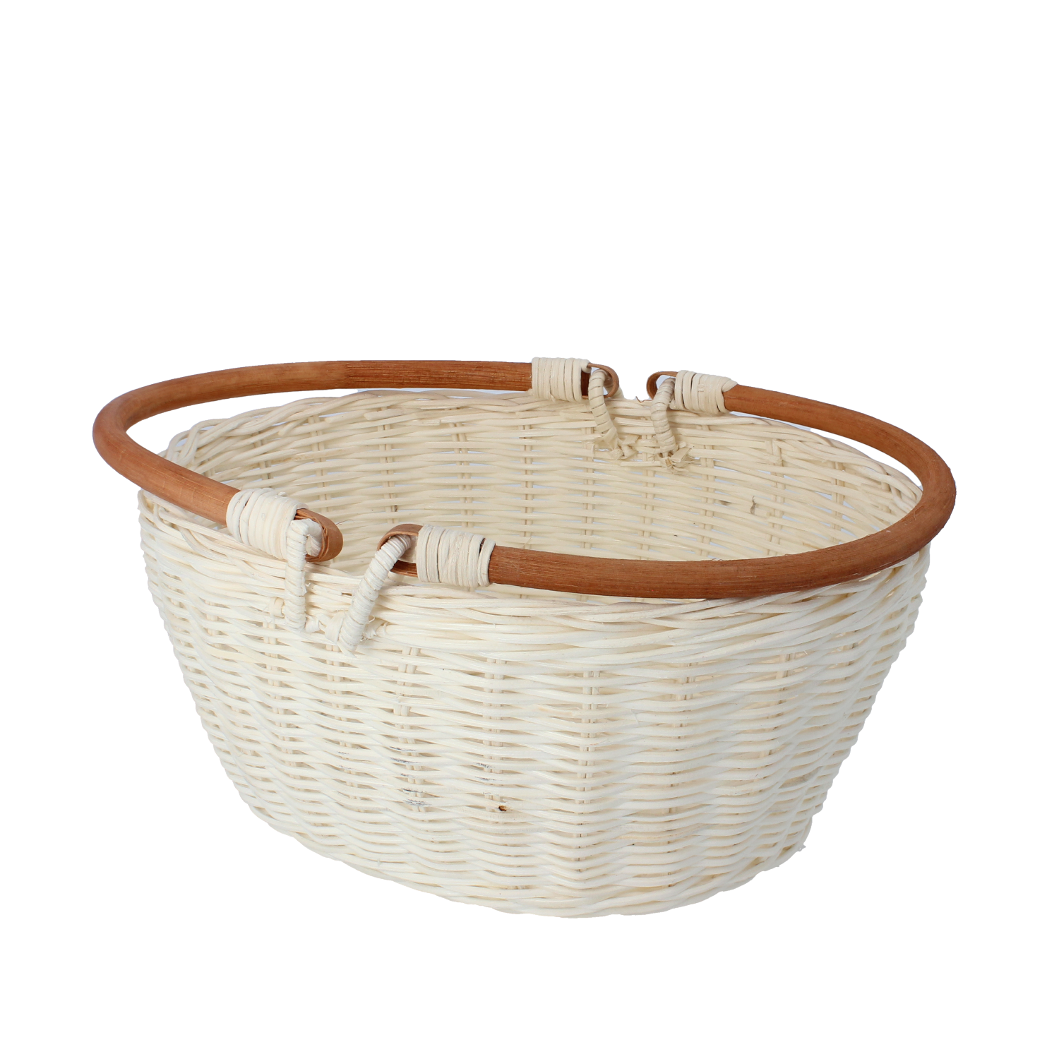 KOSZYK RATTANOWY 26 x 21 x 12/24 CM Z UCHWYTAMI - BIAŁY *7275 - obrazek 2