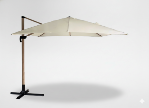 PARASOL OGRODOWY 3 x 3 M BEŻOWY "ROMA" Z POKROWCEM - WOOD EFFECT