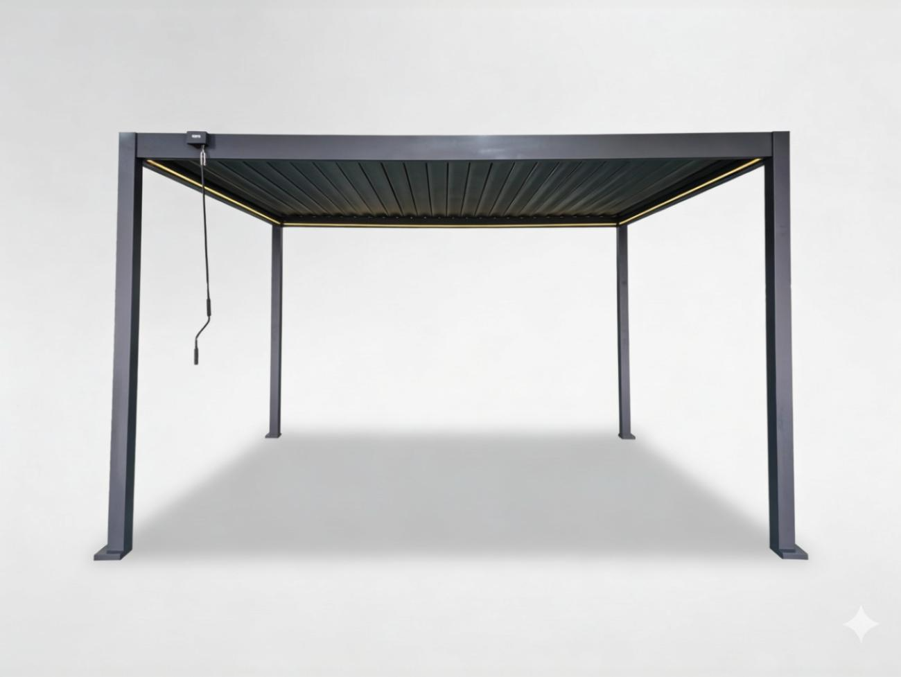 PERGOLA OGRODOWA ALUMINIOWA SZARA LED 3 x 4 x 2,5 M