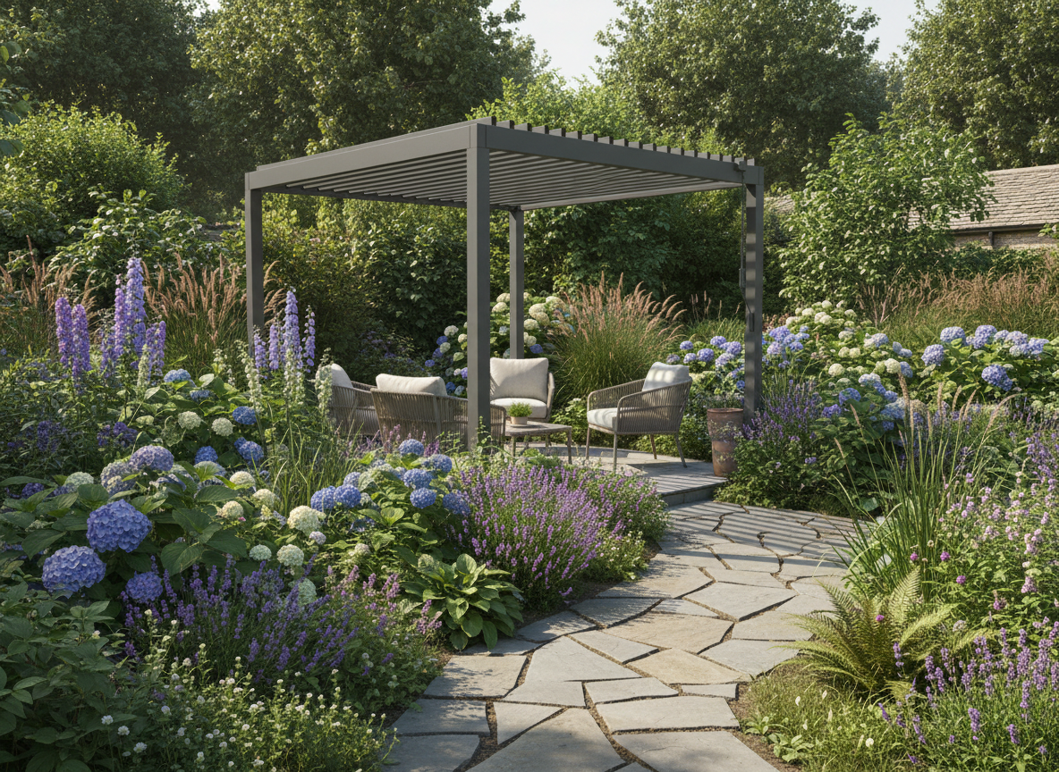 PERGOLA OGRODOWA ALUMINIOWA SZARA LED 3 x 3 x 2,5 M - obrazek 4
