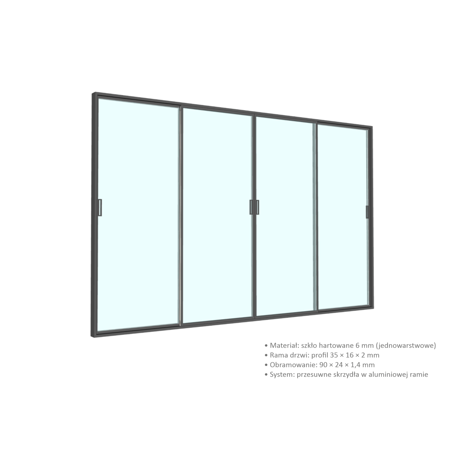 DRZWI SZKLANE PRZESUWNE DO PERGOLI ALUMINIOWEJ 3 M - obrazek 2