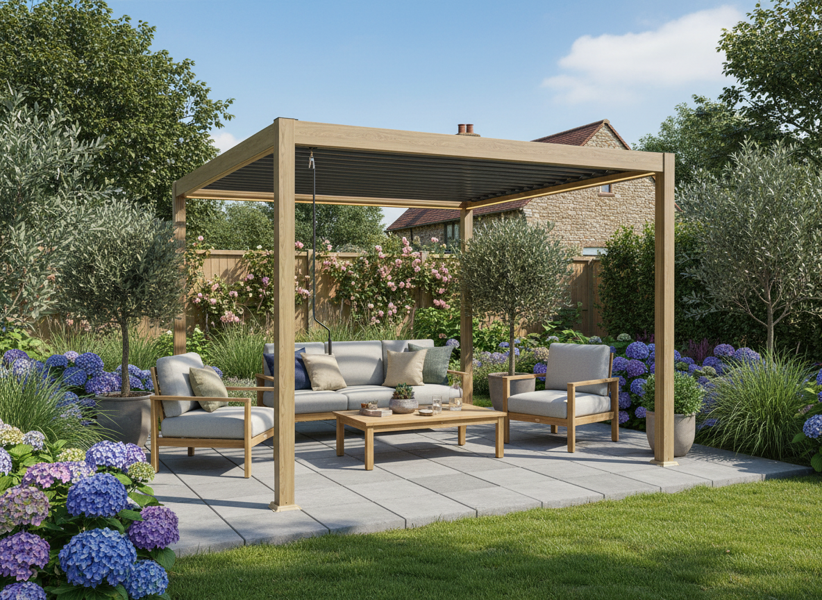 PERGOLA ALUMINIOWA BIOKLIMATYCZNA LED 3 x 3 x 2,5 M DREWNOPODOBNA - obrazek 5