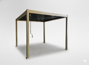 PERGOLA ALUMINIOWA BIOKLIMATYCZNA LED 3 x 3 x 2,5 M DREWNOPODOBNA