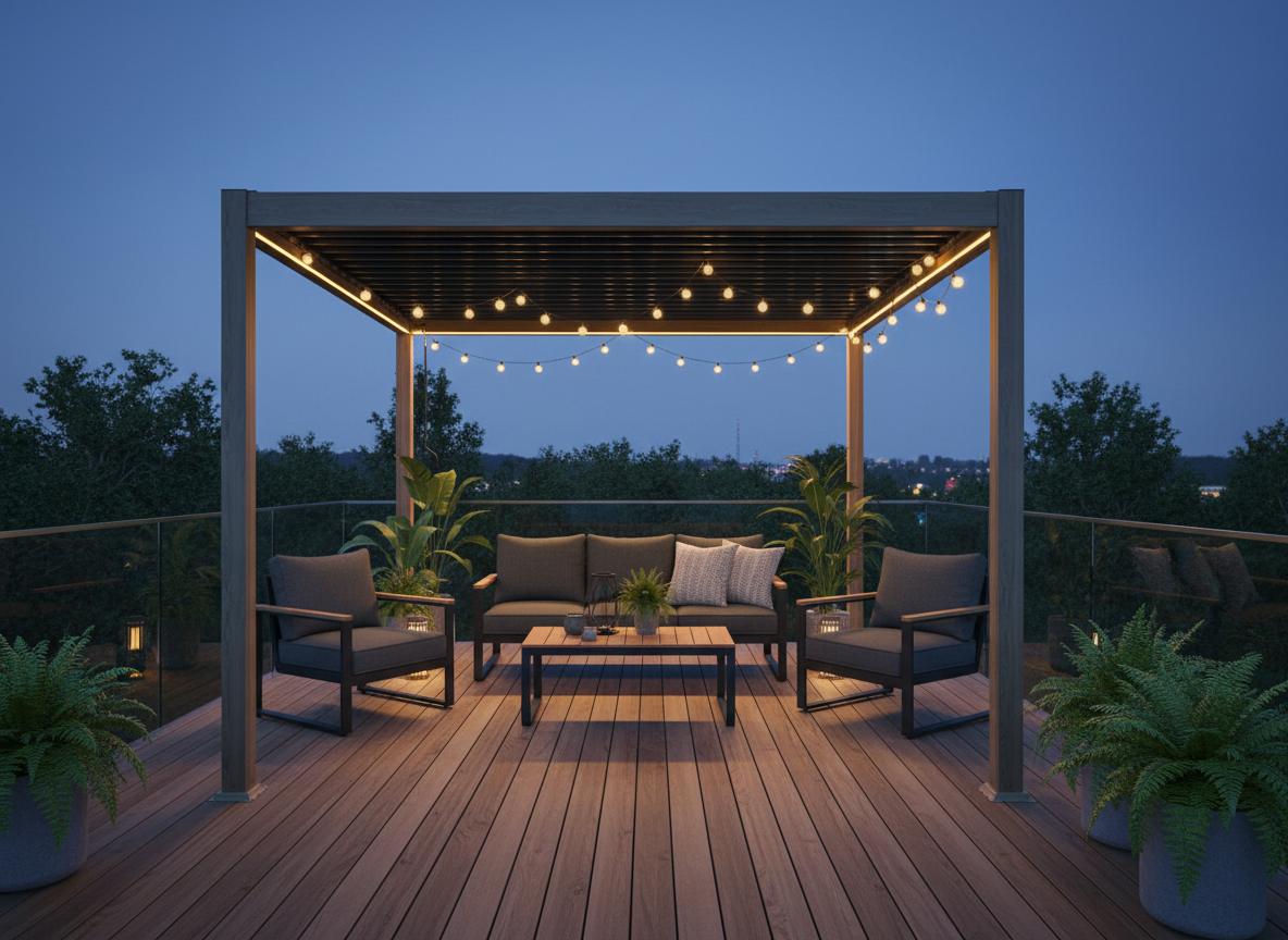 PERGOLA ALUMINIOWA BIOKLIMATYCZNA LED 3 x 4 x 2,5 M DREWNOPODOBNA - obrazek 5