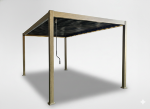 PERGOLA ALUMINIOWA BIOKLIMATYCZNA LED 3 x 4 x 2,5 M DREWNOPODOBNA