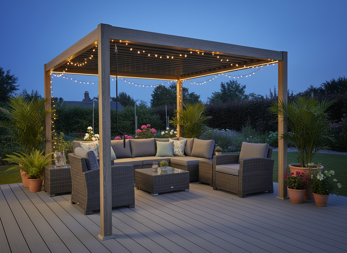 PERGOLA ALUMINIOWA BIOKLIMATYCZNA LED 3 x 4 x 2,5 M DREWNOPODOBNA - obrazek 6