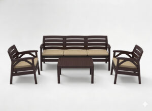 ZESTAW MEBLI OGRODOWYCH BRĄZOWYCH  "SANTANA" (2x FOTEL, ŁAWKA 3os.)