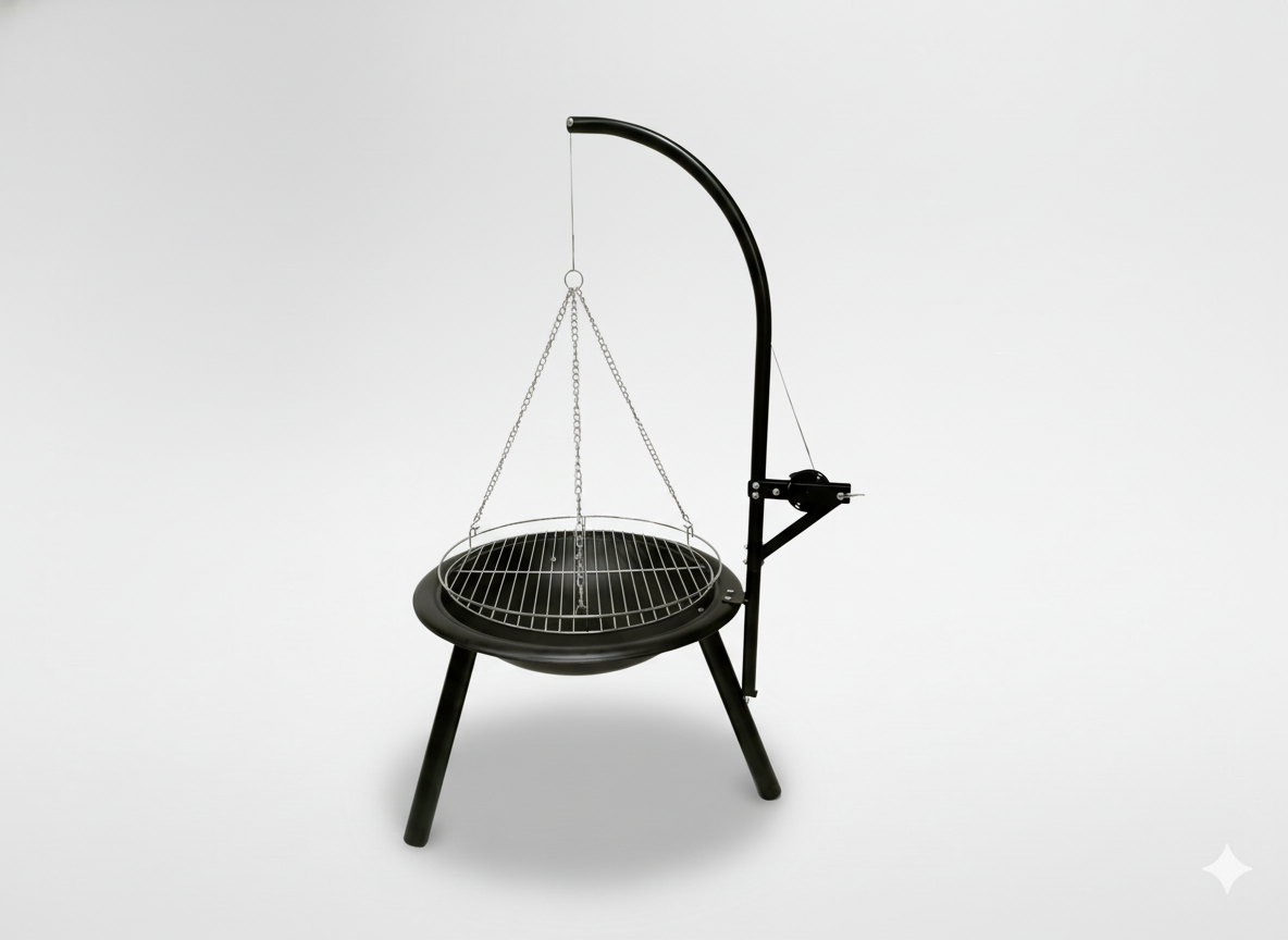 GRILL WISZĄCY REGULOWANY Z PALENISKIEM 55 x 100 CM