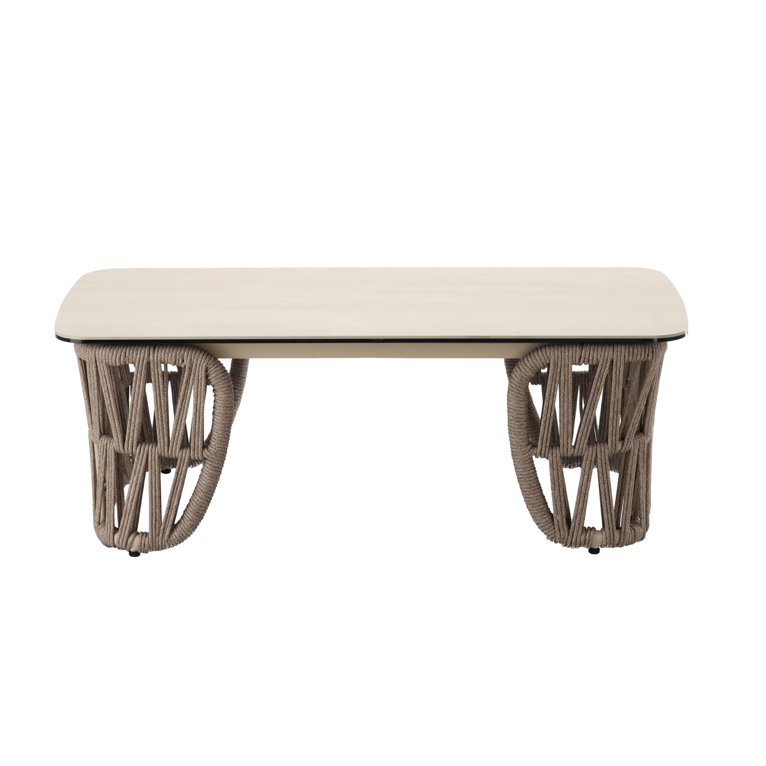 ZESTAW MEBLI ALUMINIOWYCH ( SOFA + 2 FOTELE + STOLIK ) BEŻOWE + BEŻOWE PODUSZKI - obrazek 5