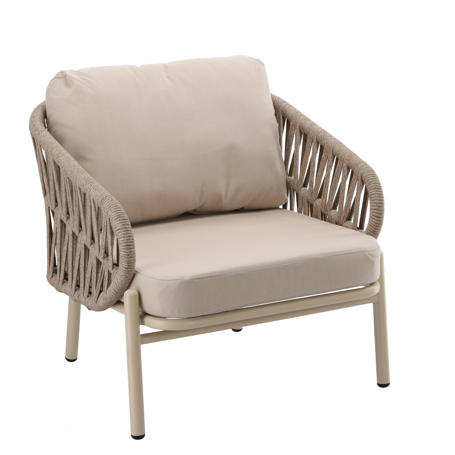 ZESTAW MEBLI ALUMINIOWYCH ( SOFA + 2 FOTELE + STOLIK ) BEŻOWE + BEŻOWE PODUSZKI - obrazek 2