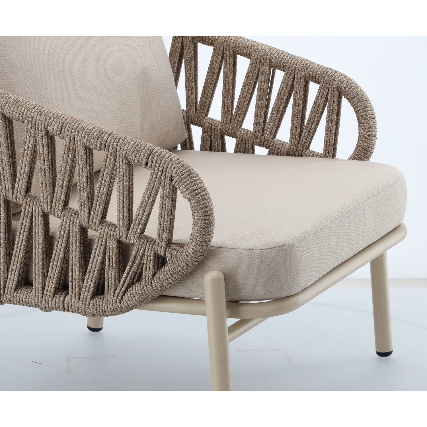 ZESTAW MEBLI ALUMINIOWYCH ( SOFA + 2 FOTELE + STOLIK ) BEŻOWE + BEŻOWE PODUSZKI - obrazek 8