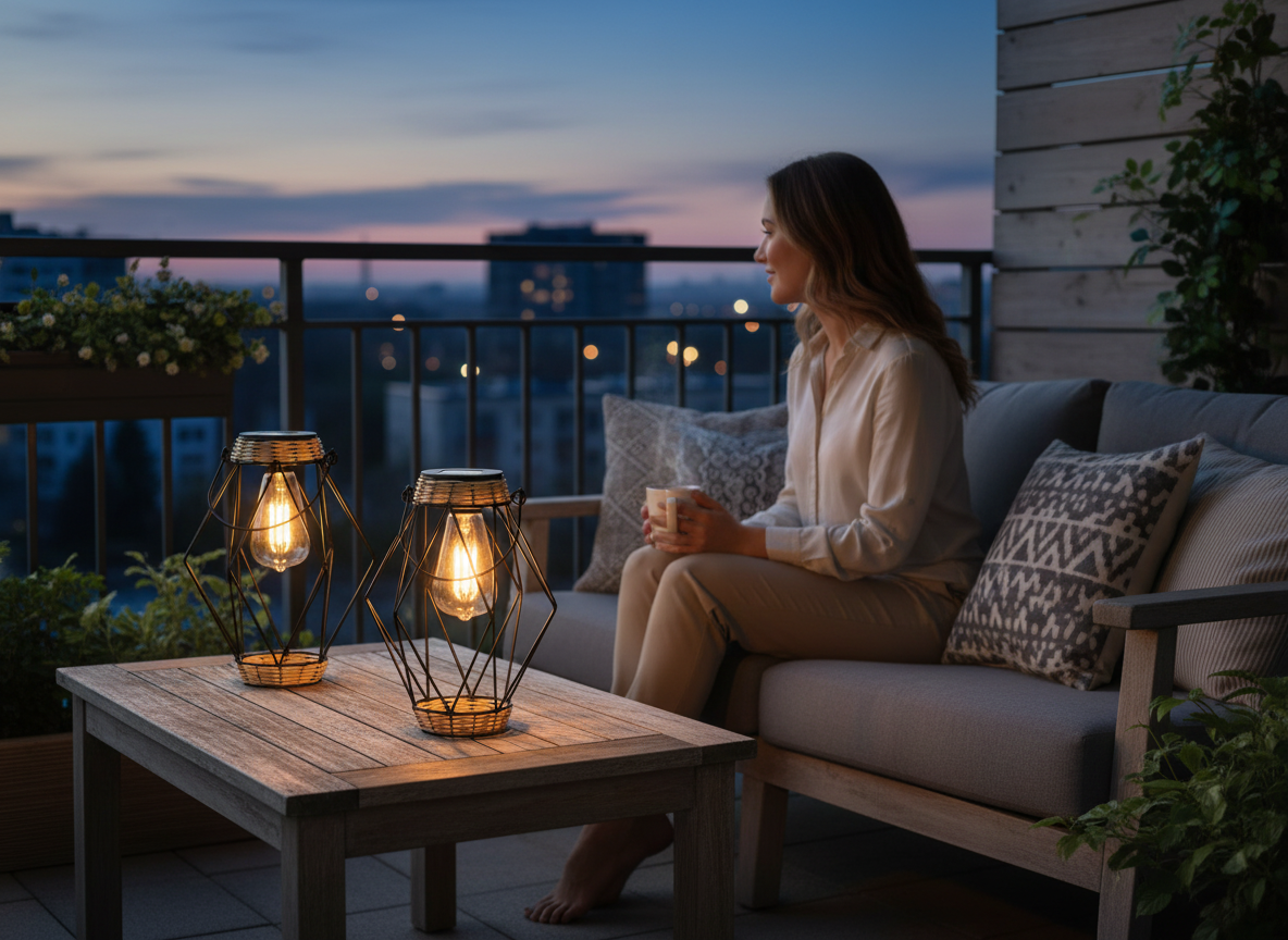 LAMPION SOLARNY METALOWY CZARNY 22 CM LED - obrazek 2