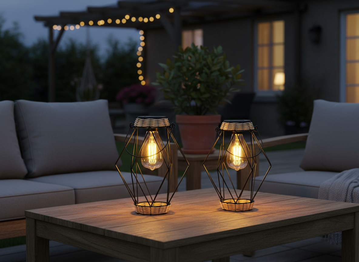 LAMPION SOLARNY METALOWY CZARNY 22 CM LED - obrazek 3