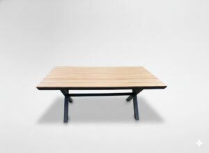 STÓŁ ALUMINIOWY OGRODOWY Z BLATEM POLYWOOD 180 x 100 x 75 CM CIEMNY SZARY