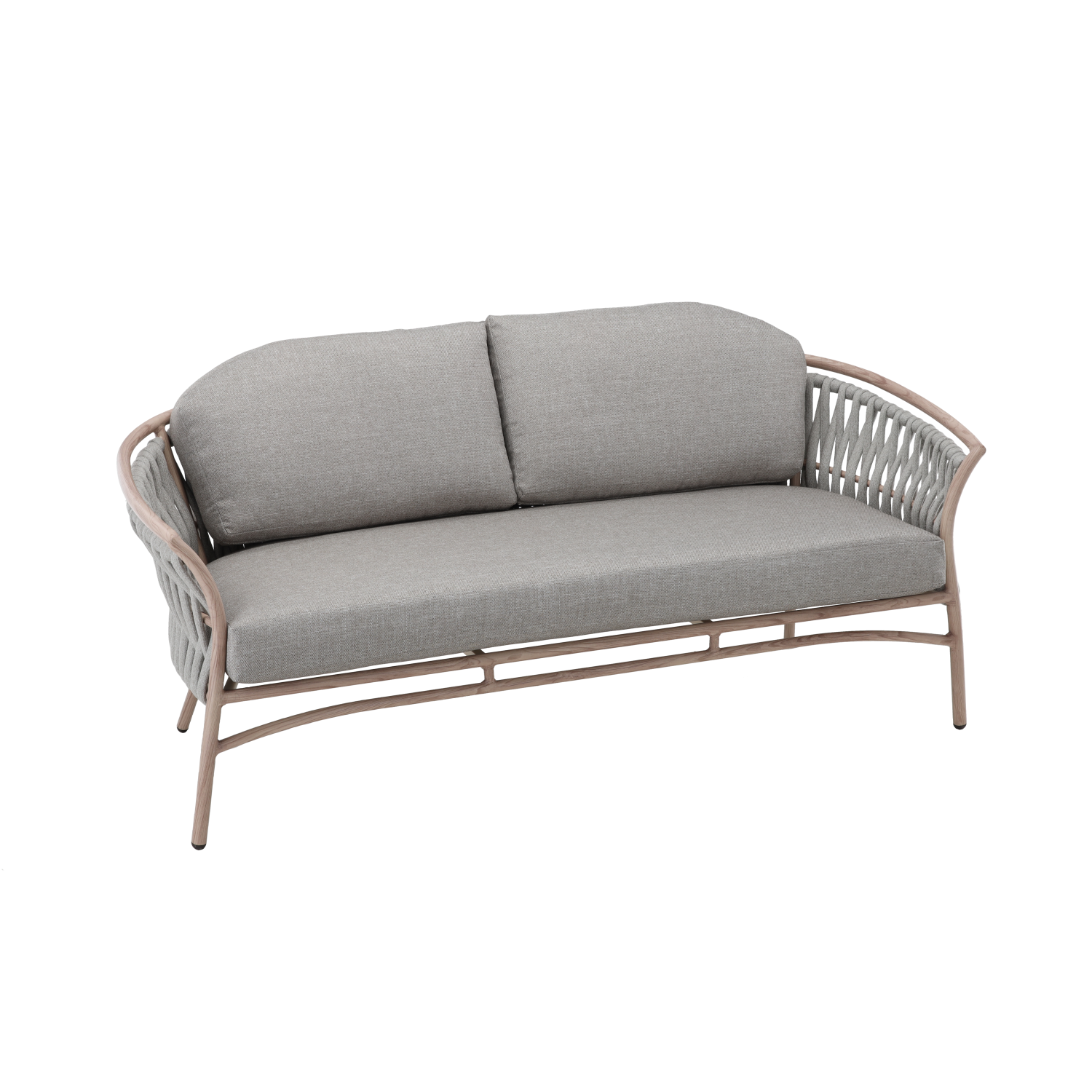ZESTAW MEBLI ALUMINIOWYCH "VALLETTA" (SOFA + 2 FOTELE + STOLIK) BEŻOWY + SZARE PODUSZKI - obrazek 11