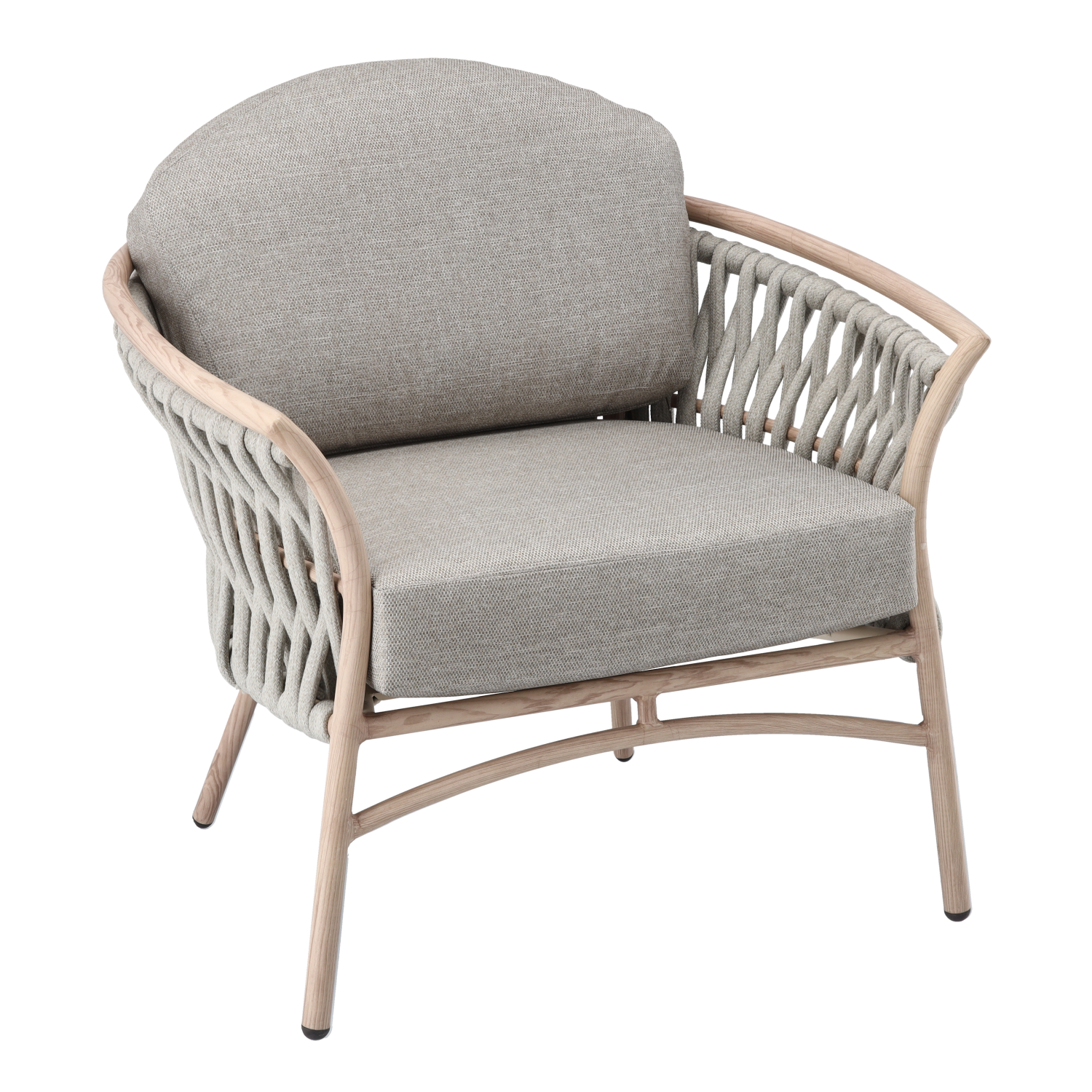 ZESTAW MEBLI ALUMINIOWYCH "VALLETTA" (SOFA + 2 FOTELE + STOLIK) BEŻOWY + SZARE PODUSZKI - obrazek 5