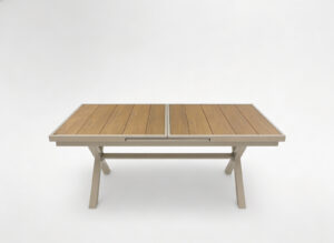 STÓŁ OGRODOWY ALUMINIOWY BEŻOWY 180/240 x 90 x 76 CM ROZKŁADANY