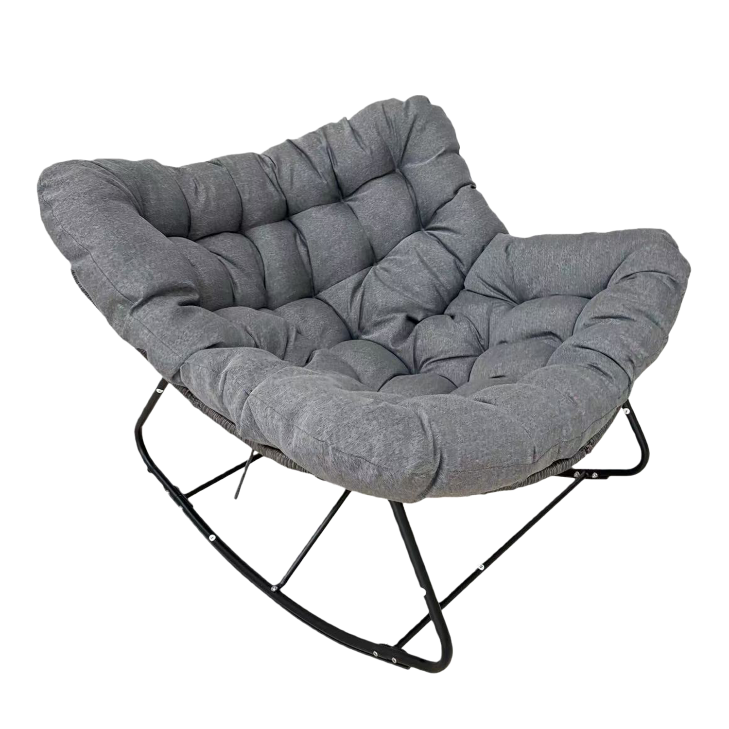 FOTEL BUJANY "SVINGA" 112 x 104 x 69 CM CIEMNOSZARY RATTAN, CIEMNOSZARE PODUSZKI - obrazek 2