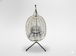 FOTEL WISZĄCY SKŁADANY DRIM - SZARY, SZARA PODUSZKA, CZARNA RAMA