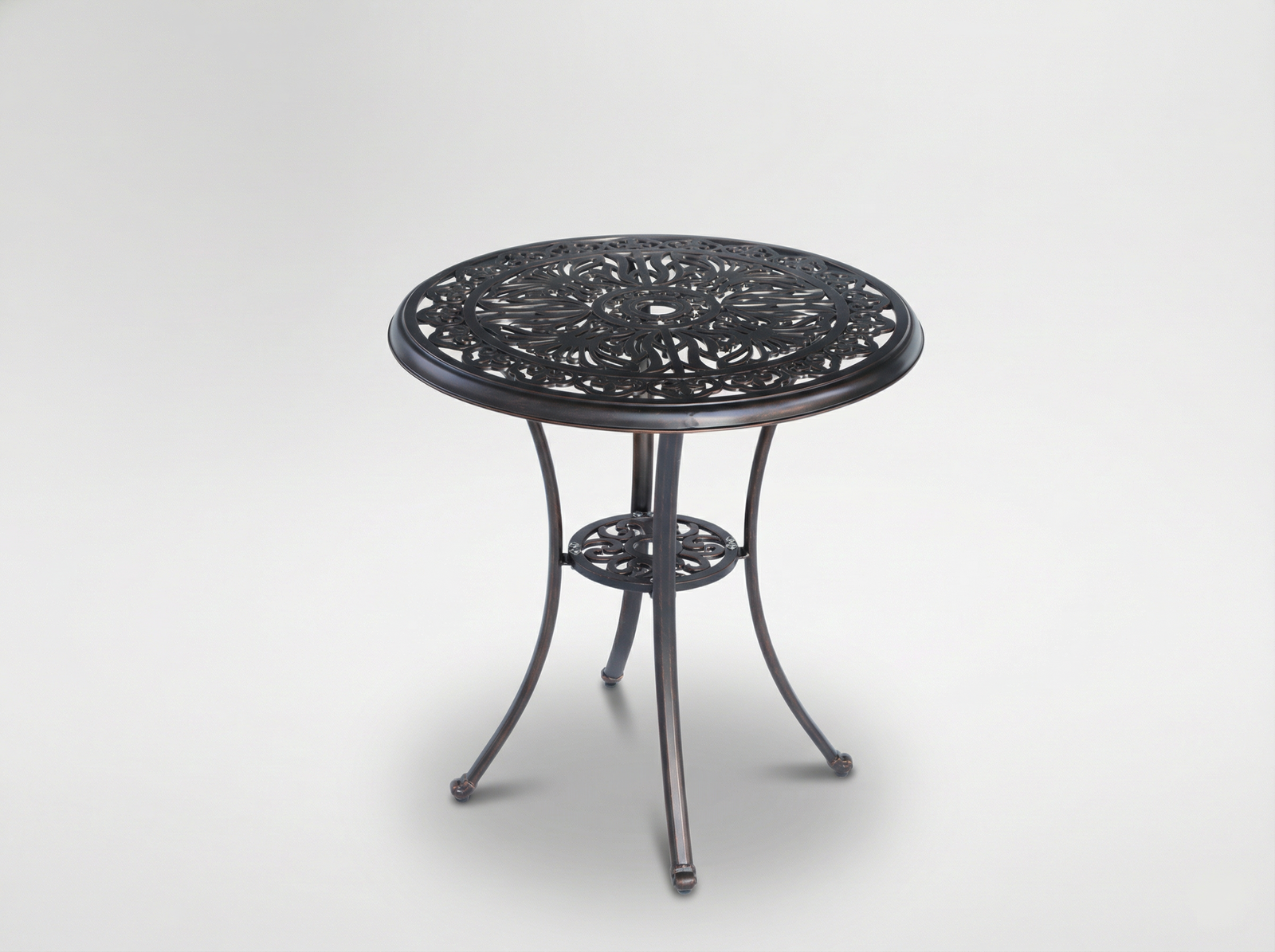 STÓŁ ALUMINIOWY "DANBURY" ANTYCZNY BRĄZ dia68 x 70 CM OKRĄGŁY