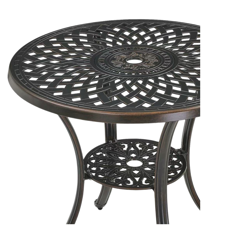 STÓŁ ALUMINIOWY "MONDRICH" ANTYCZNY BRĄZ dia78 x 70 CM OKRĄGŁY - obrazek 2