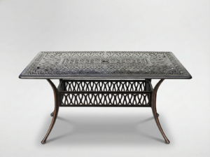 STÓŁ ALUMINIOWY "HASTINGS" ANTYCZNY BRĄZ 150 x 90 x 73 CM