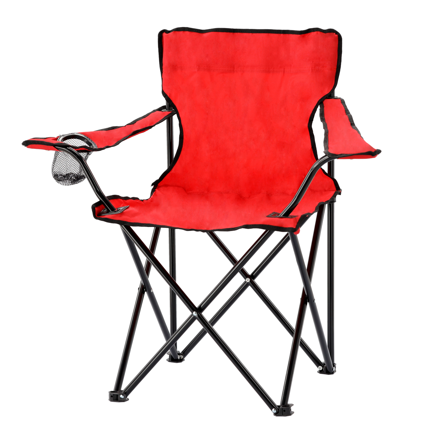 KRZESŁO TURYSTYCZNE/WĘDKARSKIE SKŁADANE CZERWONE 50x50x80 cm - obrazek 3