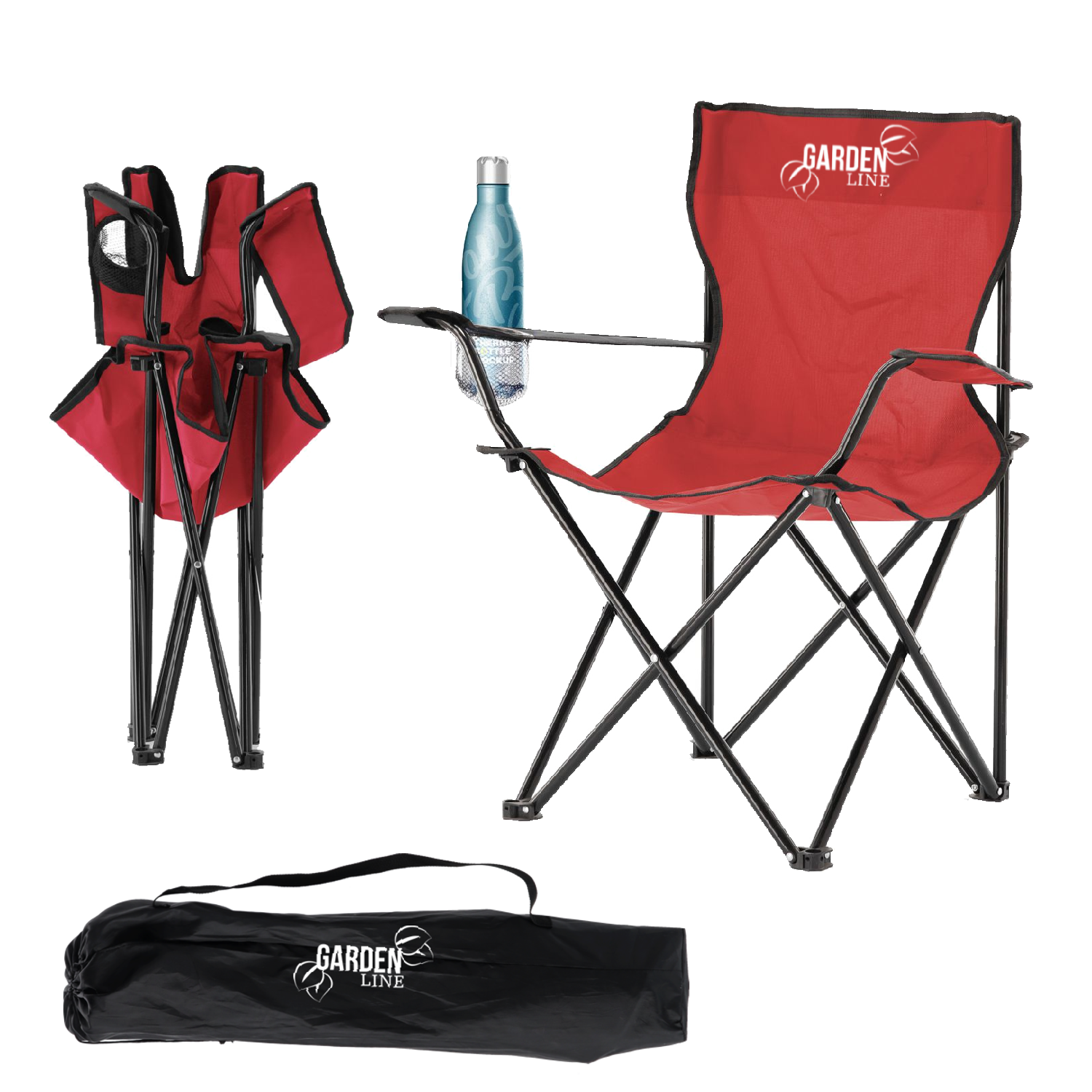 KRZESŁO TURYSTYCZNE/WĘDKARSKIE SKŁADANE CZERWONE 50x50x80 cm