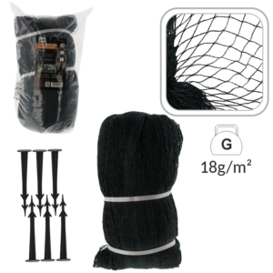 SIATKA OCHRONNA PRZECIW PTAKOM 8x14m (18g/m2) + 16 PLASTIK. SZPILEK *5177