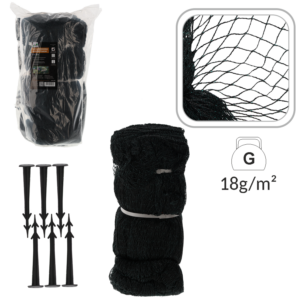 SIATKA OCHRONNA PRZECIW PTAKOM 8x20m (18g/m2) + 16 PLASTIK. SZPILEK *5184