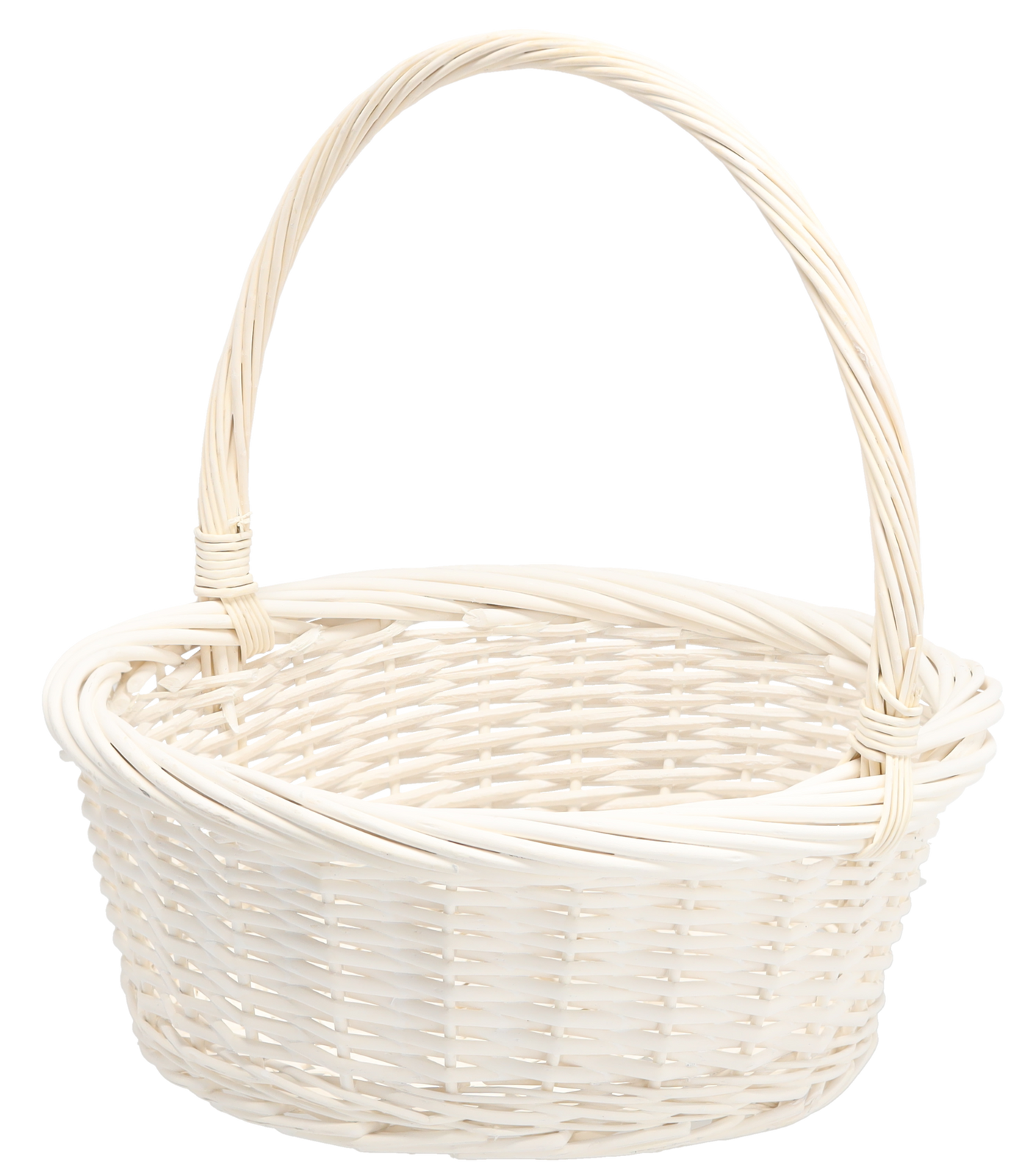 KOSZYK RATTANOWY 39 x 39 x 16/41 CM Z RĄCZKĄ - BIAŁY *6919