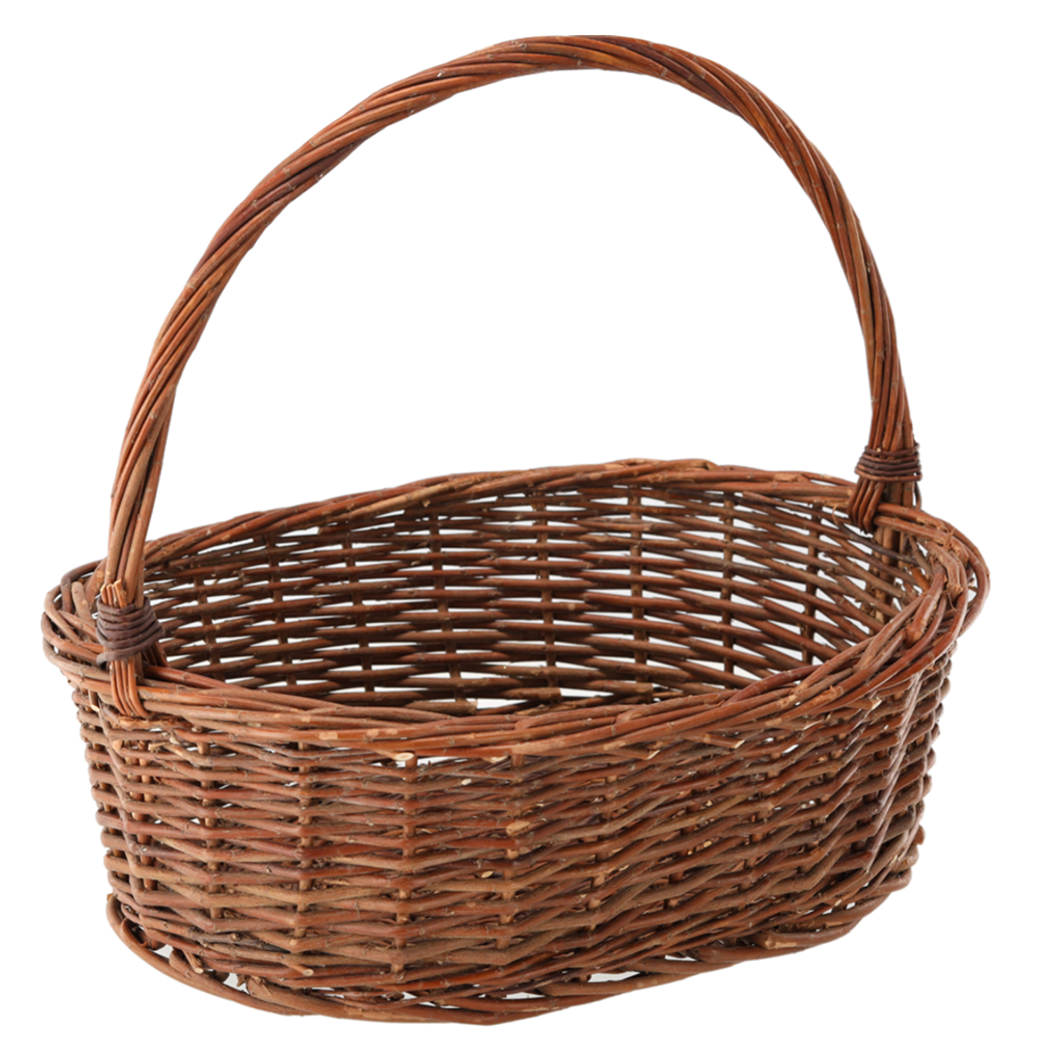 KOSZYK WIKLINOWY 49 x 38 x 16/42 CM Z RĄCZKĄ - BRĄZOWY *8505