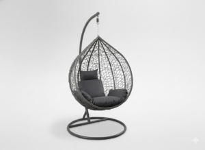 FOTEL WISZĄCY ROZM. L CIEMNOSZARY, PODUSZKA - CIEMNOSZARA, RAMA - CIEMNOSZARA