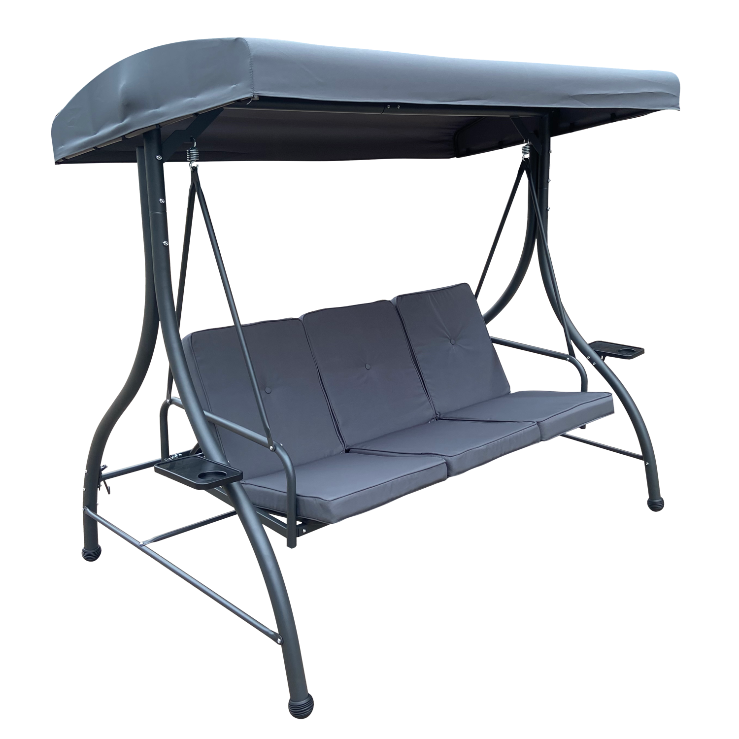 HUŚTAWKA OGRODOWA 194 x 120 x 174 CM ANTRACYT Z FUNKCJĄ LEŻANKI PREMIUM - obrazek 2