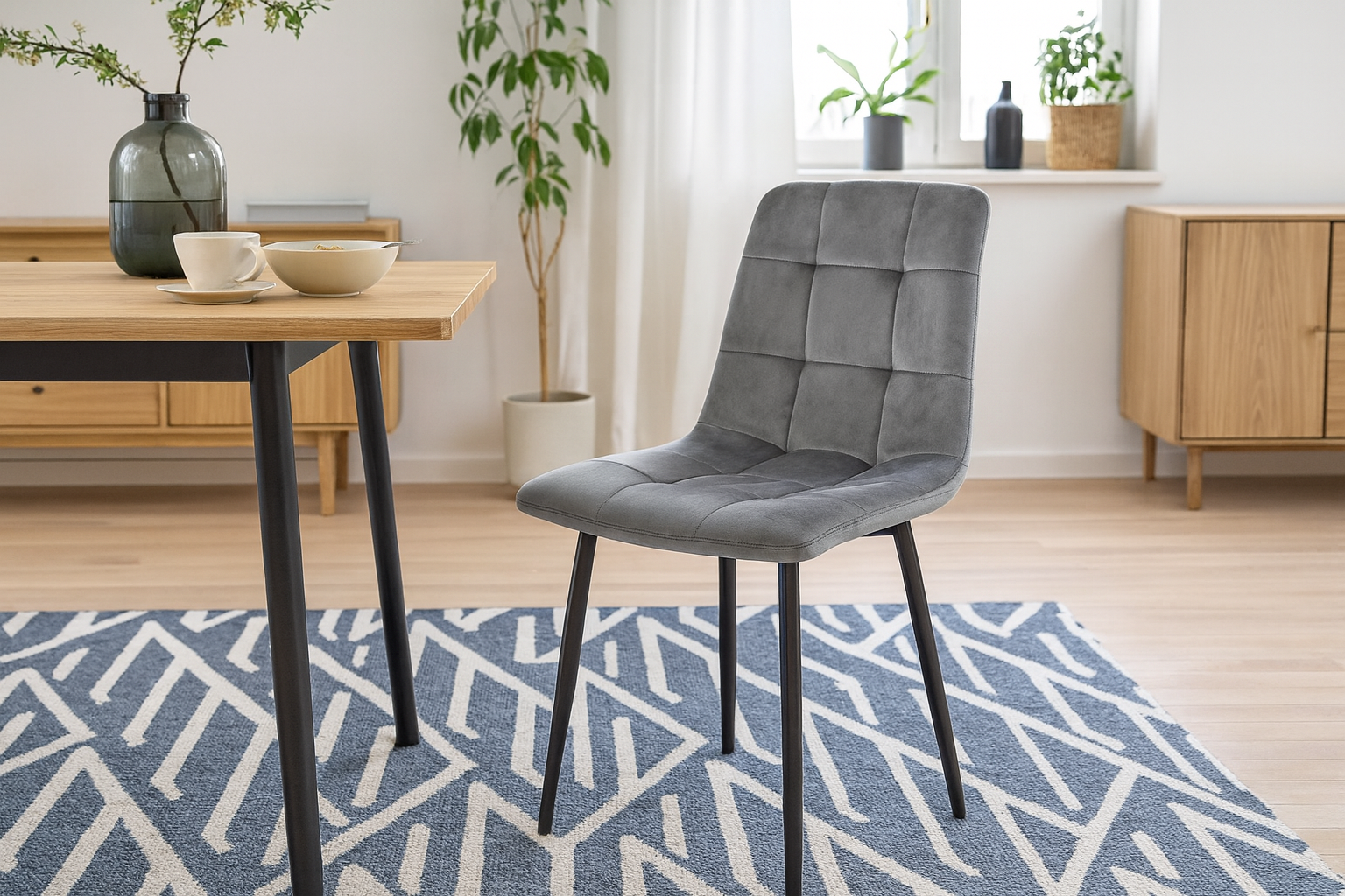 KRZESŁO NOWOCZESNE WELUROWE SZARE *2937 - obrazek 3