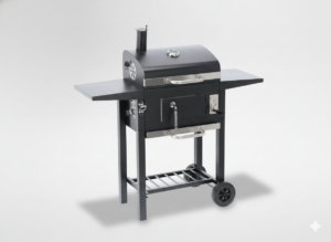 GRILL WĘGLOWY "INFERNO" Z POKRYWĄ, ŻELIWNYM RUSZTEM I KÓŁKAMI 109 x 46 x 106,5 CM