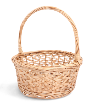 KOSZYK RATTANOWY 34 x 34 x 16/40 CM Z RĄCZKĄ - NATURALNY *1898
