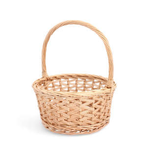 KOSZYK RATTANOWY 28 x 28 x 14/36 CM Z RĄCZKĄ - NATURALNY *1904