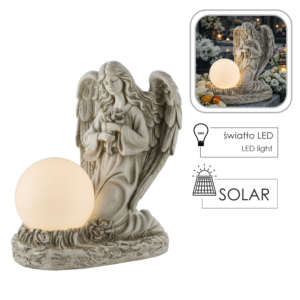 FIGURA ANIOŁ Z KULĄ LED 15 x 21,5 x 25 CM *1635
